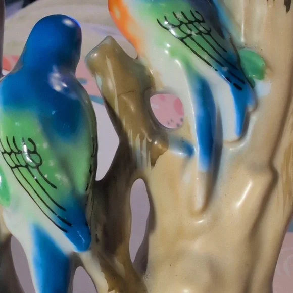 Vintage Art Deco Ceramic Parakeet Double‎ Stem Bud Vase Japan - Picture 6 of 6